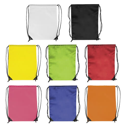 Saco mochila em poliéster, com bolsa frontal