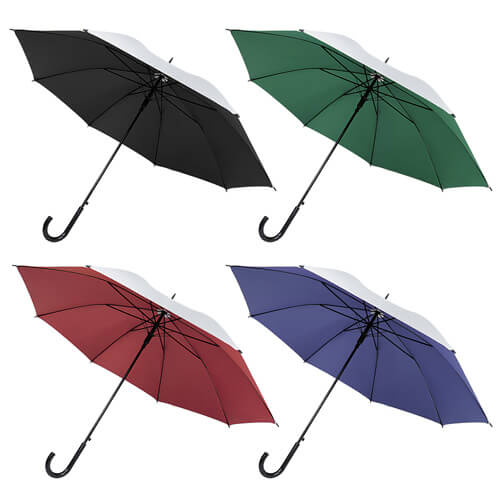 Guarda-chuva personalizado automático em poliéster prateado, com cabo em plástico