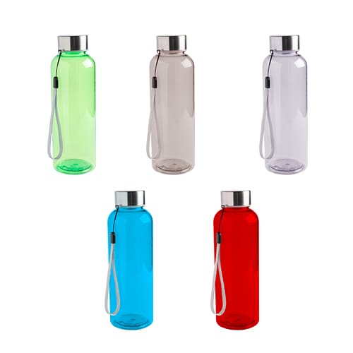 Garrafa em tritan com tampa em aço com cordão, 500ml