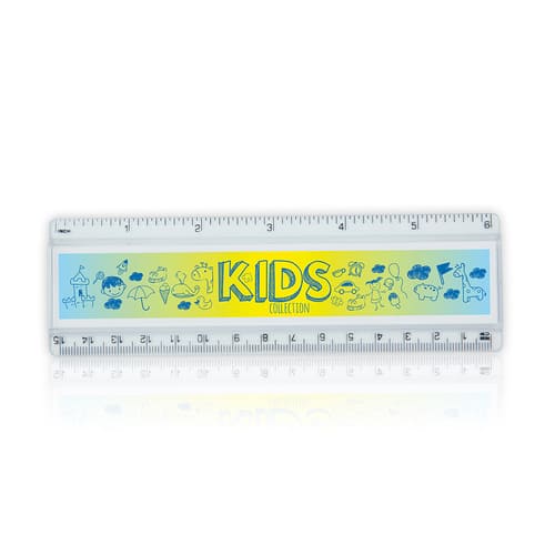 Régua escolar personalizada com tampa acrílica e escala impressa, 15cm