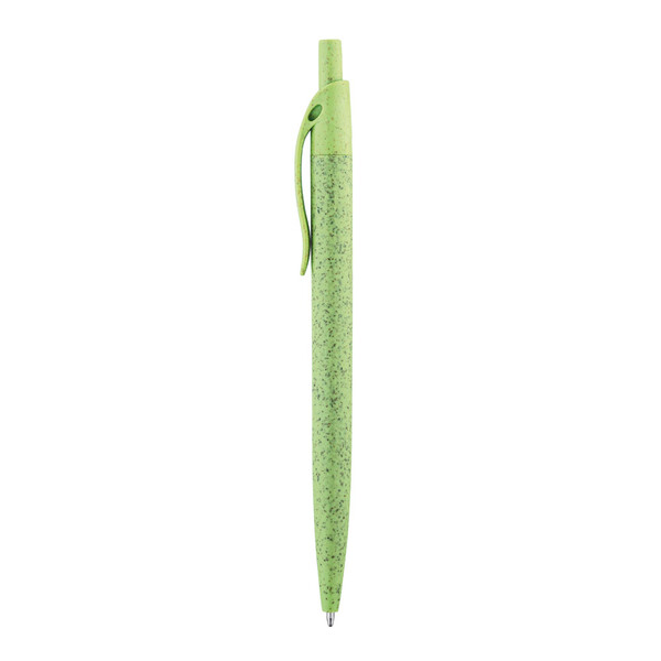 Caneta em fibra de palha de trigo e ABS com clipe - Verde Claro | SAM Brindes