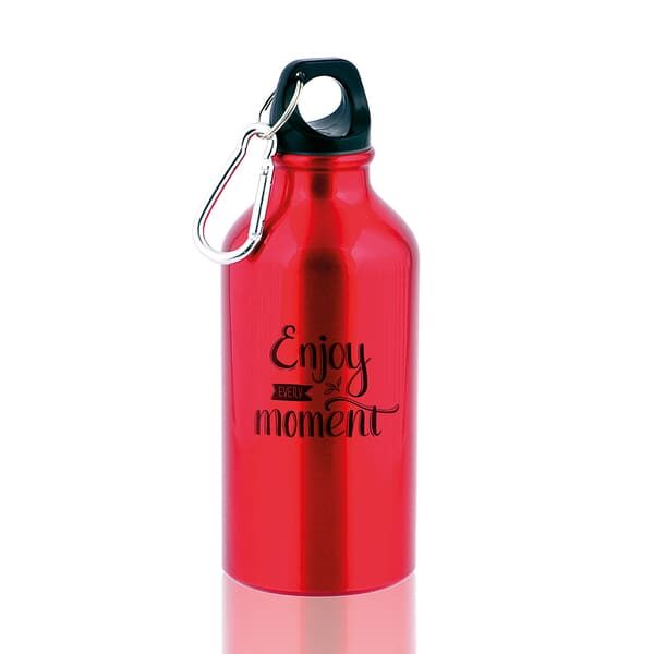 Garrafas personalizadas em alumínio, 400 ml com mosquetão