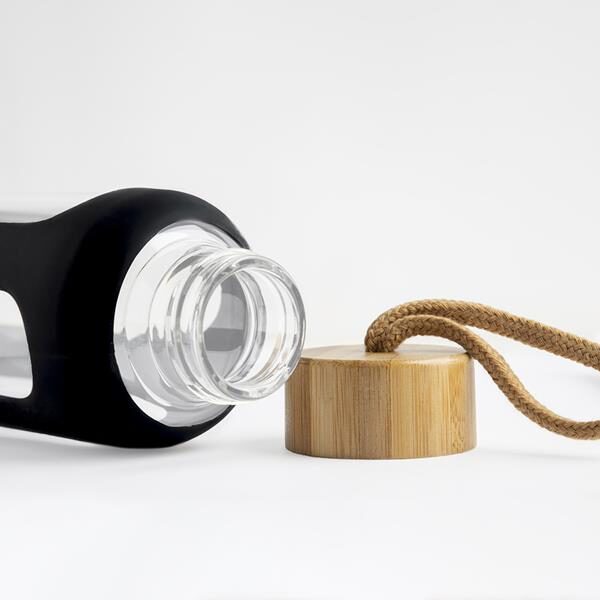 Garrafa personalizada em vidro e silicone, 600ml
