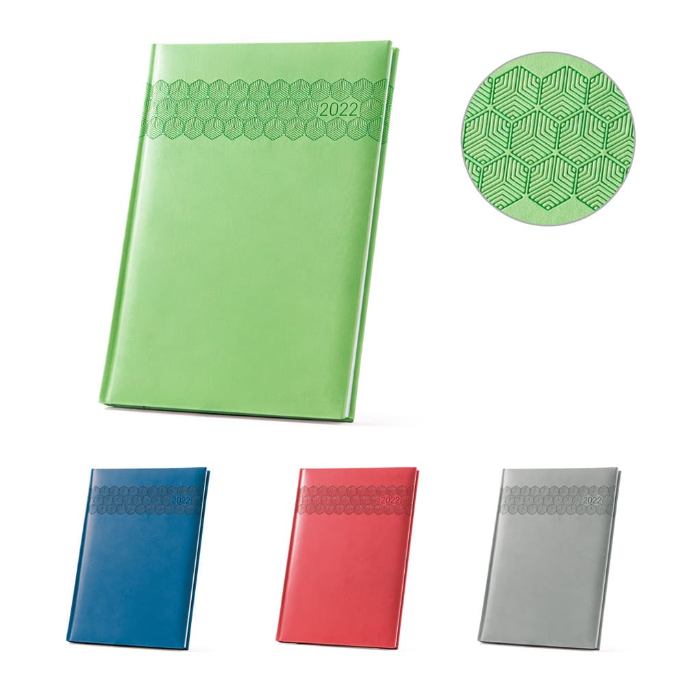 Agendas B5 em imitação de pele com padrão impresso.